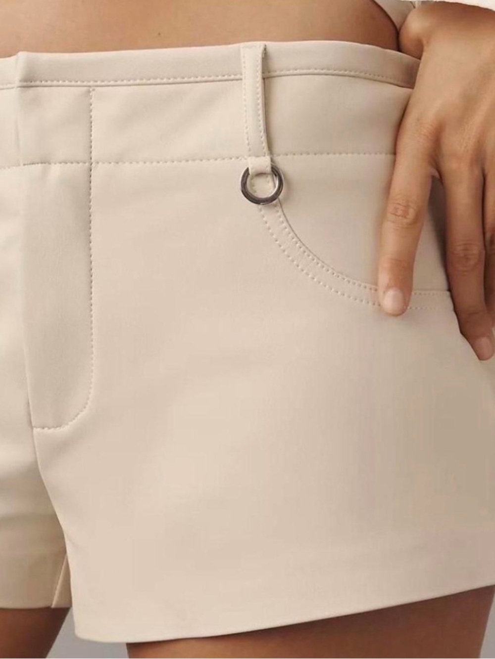 Anthropologie Cream High-Rise Pocket Shorts